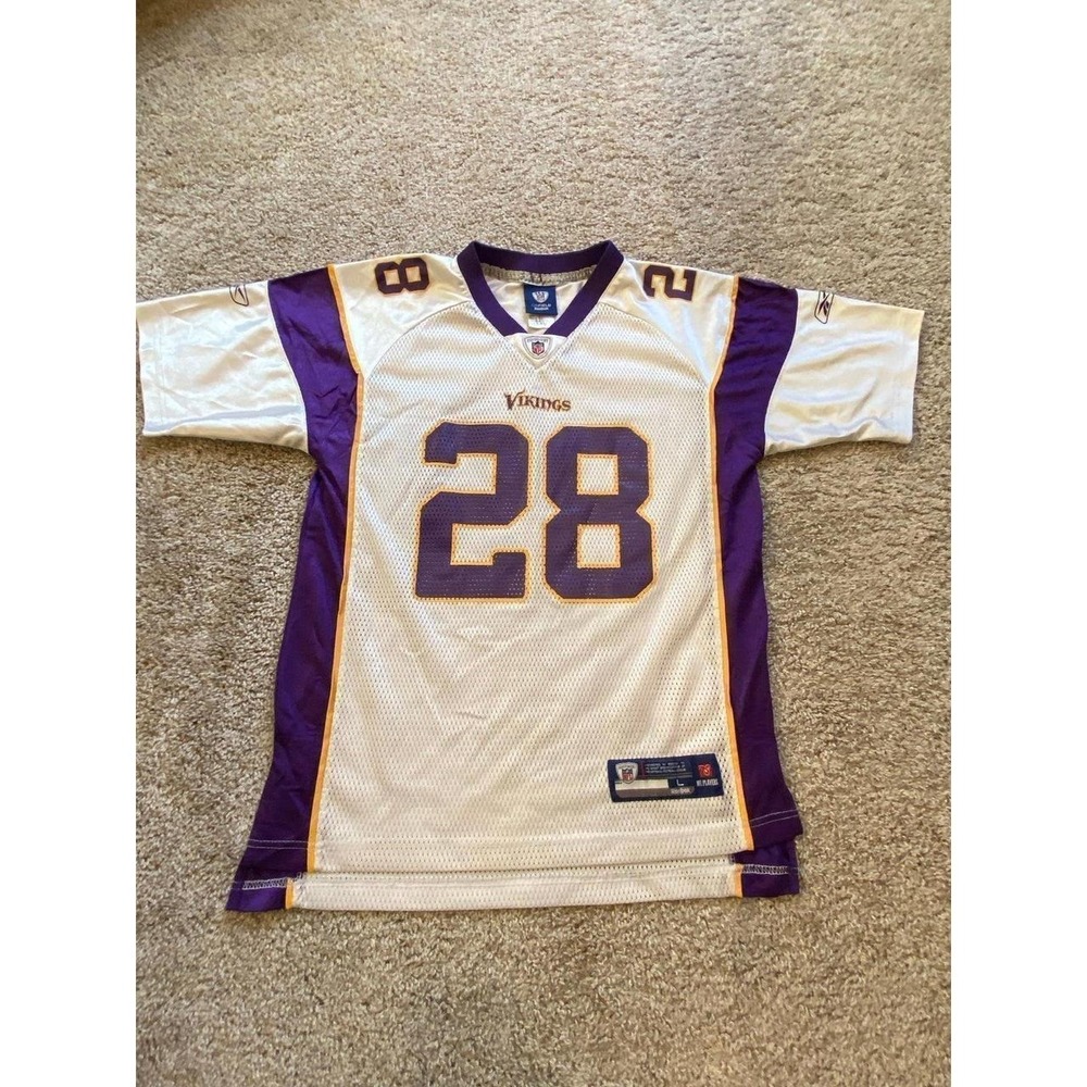 NFL Vikings Jersey 14-16 V Neck Adrian Sewn Peterson 28 Football s58